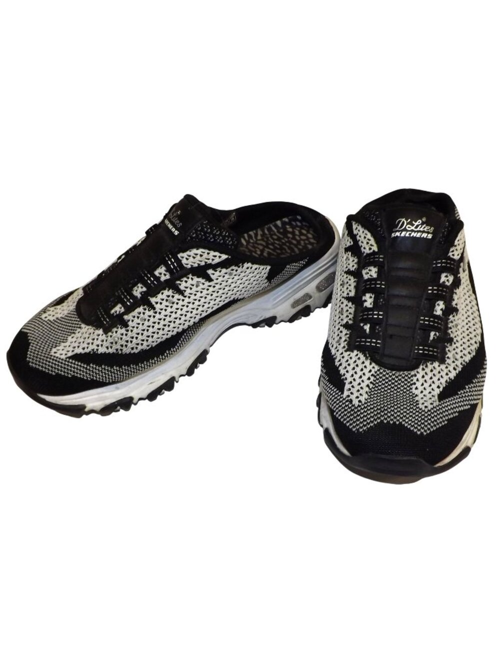 Skechers DLites Black White Mesh Slip-On Sneakers Shoes Womens Size 7.5 Comfort